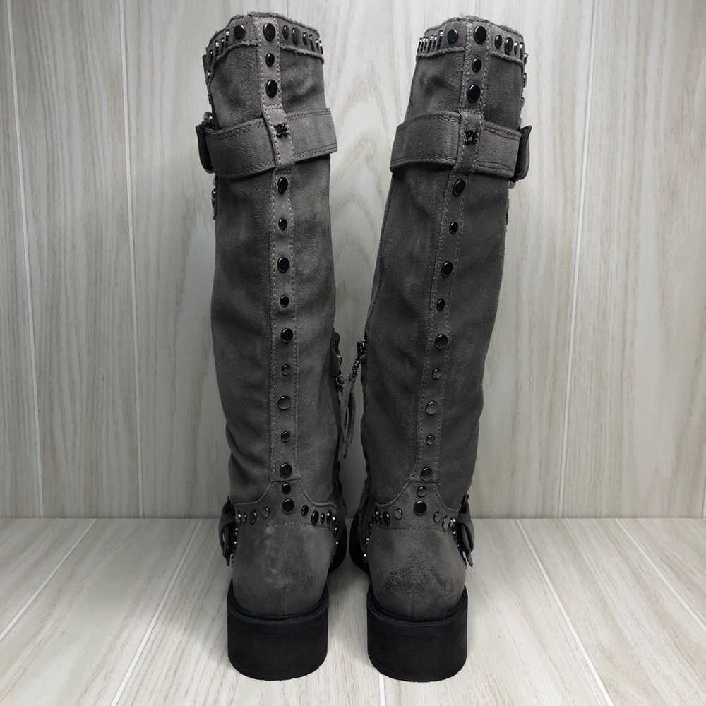 Sam Edelman Deryn Buckle Studded Suede Heeled Boot - Picture 6 of 10